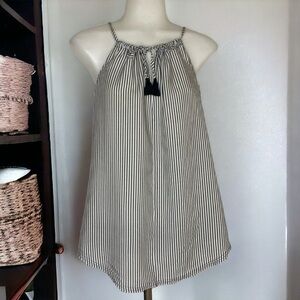 Gilligan & O'Malley Charcoal/White Strip Tank Top & Camisole‎ N057